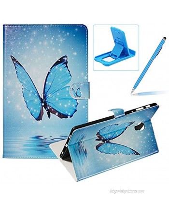 Herzzer Wallet Leather Case for Samsung Galaxy Tab A 10.5 2018,Slim Multi-Angle View Folio Stand Premium Magnetic Colorful Print PU Leather Protective Smart Cover with Auto Sleep,Blue Butterfly