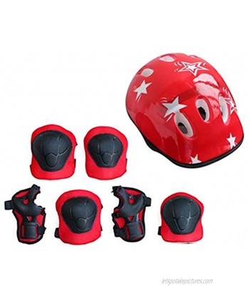itchoate 7PCS Set Universal Children Kids Protective Gear Set Comfortable Scooter Skate Roller Cycling Knee Pads Elbow Pads Set red