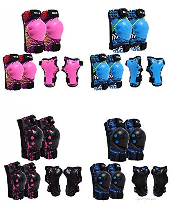 Luiryare Kids Protective Gear Set Knee Pads Elbow Pads Wrist Guards 3-Layer Thickening Adjustable Strap Saver Series for Skateboard Cycling Roller Skating Scooter