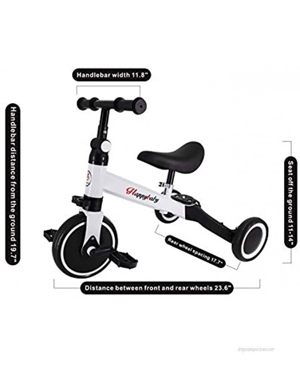 3 in 1 Kids Tricycles for 10 Month-3 Years Old Kids Trike for Toddler Tricycles Baby Bike Trike… White