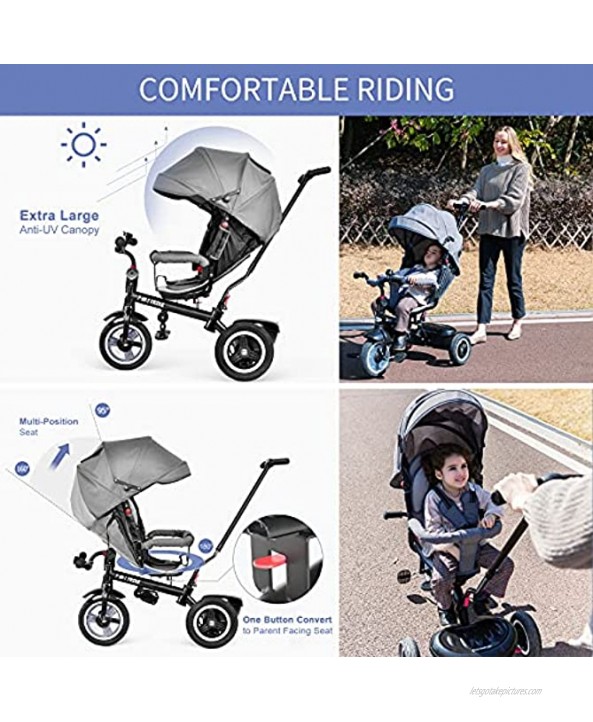 besrey Baby Tricycle 8 in 1 Kid Push Trike Stroller Bike with Parent Handle Rear Facing Rubber Wheel Boy Girl Toy 12 M 6 Years