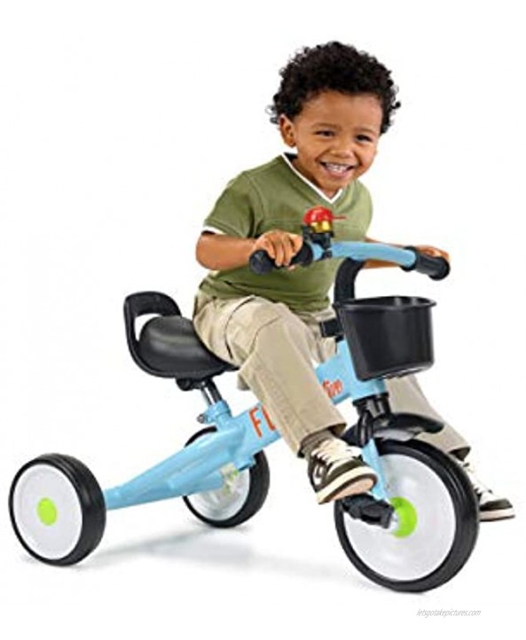 Flat Perspective Kids Trike 3 Wheels for Children Baby Tricycle for 2-5 Years Old 15.5 Inches for Toddler Boys Girls Blue Kindercraft Trike with Storage Basket