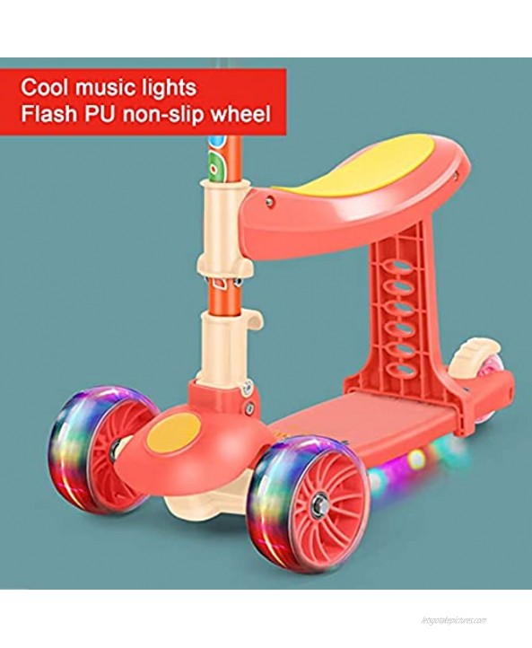 Kids Kick Scooter 3 Wheeled Stand Child Toy Folding Kick Scooters With Adjustable Height Anti-Slip Deck Flashing Wheel Lights 3 In 1 Learn To Steer Smooth Ride Kick Scooter For Kids 2-12 Year Old
