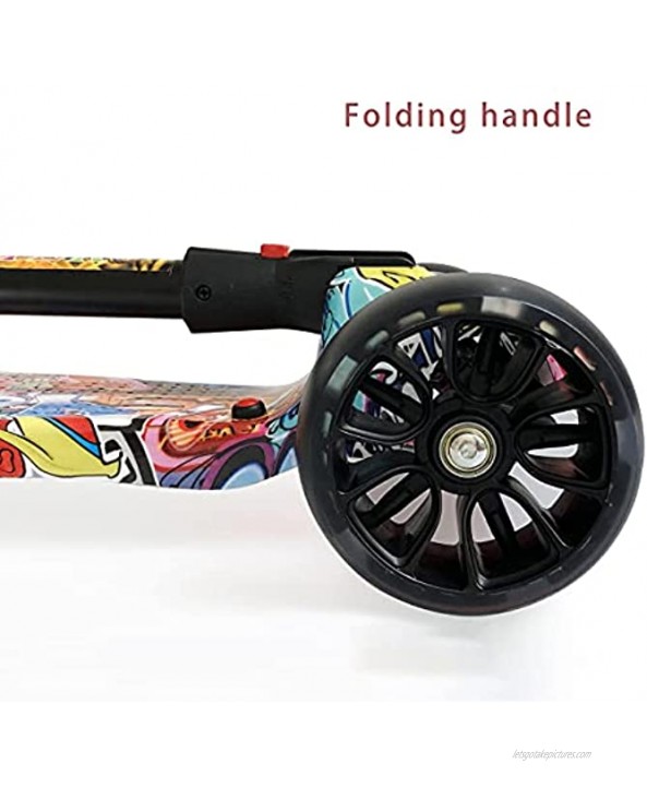 NUBAO Stroller Wagon Children Flame Spray Scooters Scooter Foldable Three Flashing Wheel is Suitable for 3-14 Year-oldsHip-hop Over 1 Year Old Girl Gifts