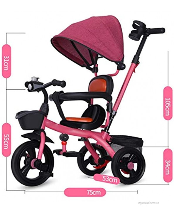 NUBAO Stroller Wagon Kids Trike Tricycle Pedal 3 Wheel Children Baby Toddler with Push Handle Removable Canopy Reversible Seat Color : B Over 1 Year Old Girl Gifts
