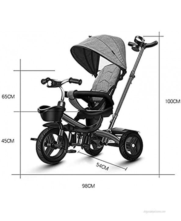 NUBAO Stroller Wagon Tricycle Trike Tricycle Baby Stroller with Handle Deluxe Roof Metal Frame Little Bottle for Children from 8 Months 6 Years Buggy Red Over 1 Year Old Girl Gifts Size : Blue