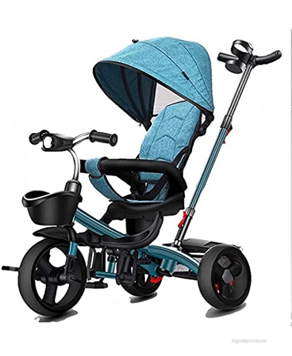 NUBAO Stroller Wagon Tricycle Trike Tricycle Baby Stroller with Handle Deluxe Roof Metal Frame Little Bottle for Children from 8 Months 6 Years Buggy Red Over 1 Year Old Girl Gifts Size : Blue