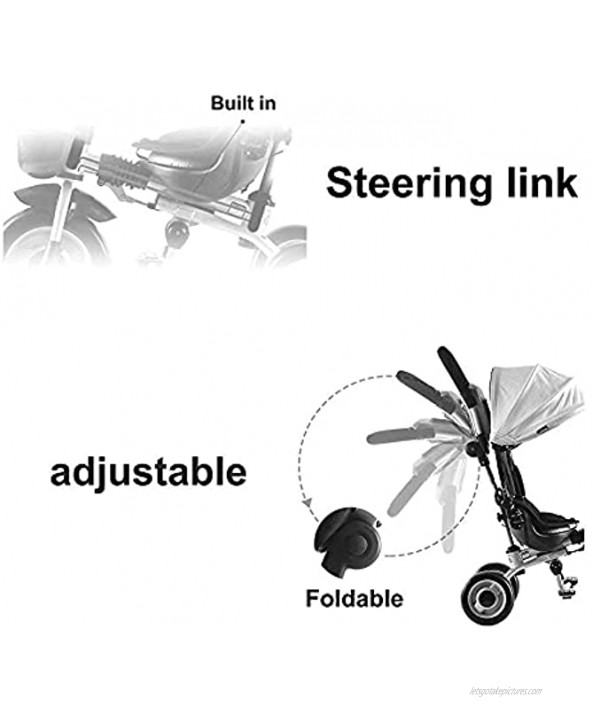 NUBAO Stroller Wagon Upgrade Children's Bicycle Fold Baby Bicycle Child Trolley with Safety Fence Foldable Outdoor Portable Tricycle Color : Gray Over 1 Year Old Girl Gifts
