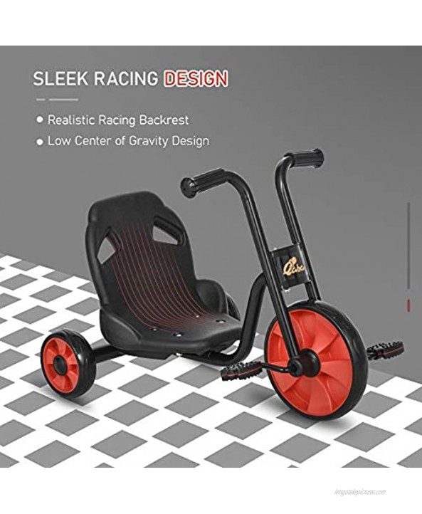 Qaba Kids Tricycle with 10 Big Wheels Toddler Pedal Pusher Trike Bike for 2-6 Boys and Girls Ride-on Toy for Indoor Outdoor 27.5 x 20 x 20.5 Black