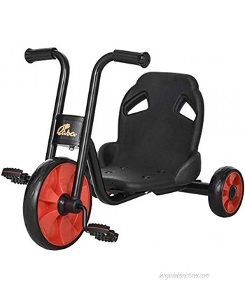 Qaba Kids Tricycle with 10" Big Wheels Toddler Pedal Pusher Trike Bike for 2-6 Boys and Girls Ride-on Toy for Indoor Outdoor 27.5" x 20" x 20.5" Black