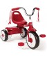Radio Flyer 411S Kids Toddler Readily Assembled Adjustable Beginner Trike Tricycle Bike with Storage Bin and Handle Streamers Red