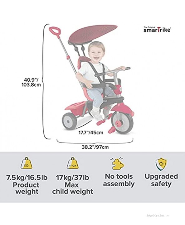 smarTrike Zoom Toddler Tricycle Push Bike – Adjustable Trike for Baby toddler infant Ages 15 Months to 3 Years