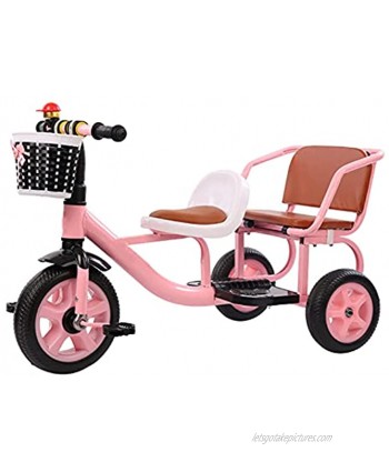 Stroller Wagon Children's Tricycle Tandem Bicycle Can Bring People Double Seat Going Multifunction Kids Pedal Tricycle Kindergarten Early Education Vehicle over 1 year old girl gifts  Color : Pink