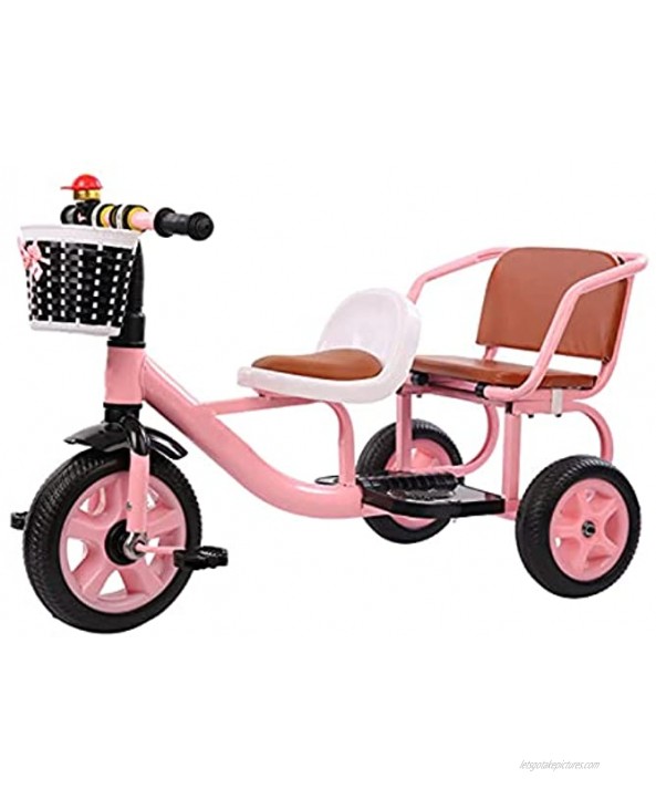 Stroller Wagon Children's Tricycle Tandem Bicycle Can Bring People Double Seat Going Multifunction Kids Pedal Tricycle Kindergarten Early Education Vehicle over 1 year old girl gifts Color : Pink