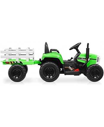 12V Kids Electric Tractor with Trailer Ride On 2 Speeds Green • DAR REN