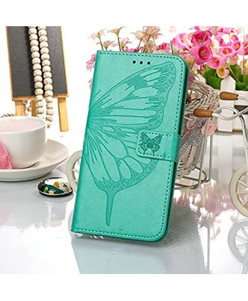 Aoucase Compatible with iPhone SE 2020 iPhone 7 8 Wallet Strap Case with Card Holder Cute Butterfly Print Premium PU Leather Magnetic Flip Shockproof Protective Cover for Women Girls,Green