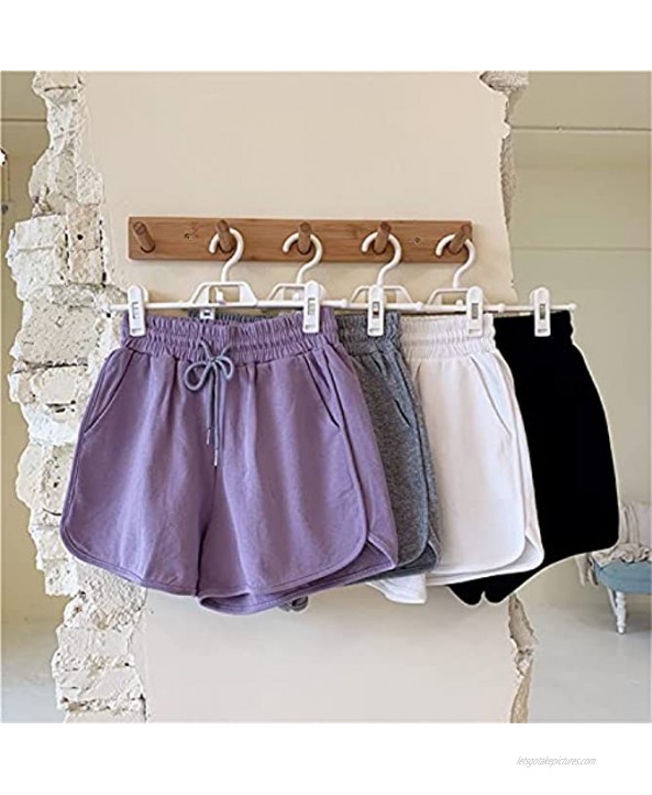 Lounge Running Shorts for Women Summer Elastic Waist Gym Athletic Shorts Drawstring Comfy Sweat Shorts with Pockets Purple,3X-Large