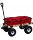 Millside Industries Wooden Express Wagon with 10 Inch Pneumatic Wheels Red Floor Pad and Surrounding Pads
