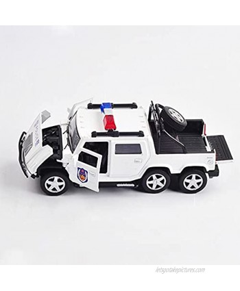 Nuoyazou Back Pickup Truck Model in 2 Colors Optional Alloy Simulation Sound and Light Pull Pickup Police Car Toy Boy Gift Metal Drop Resistant Toy Car with Open Door