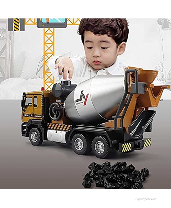 Nuoyazou Pull Back Metal Toy Car Engineering Vehicle Boy Children's Toy Gift Teaching Aid Alloy Mixer Truck Model Ornaments Simulation Sound and Light