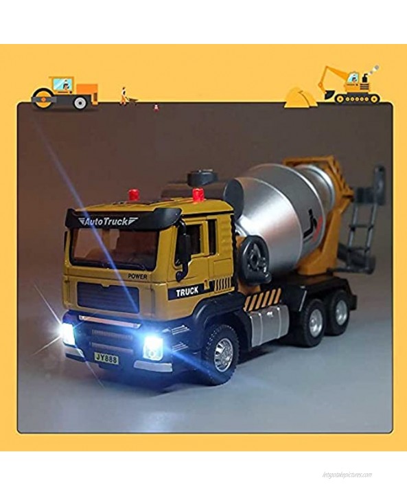 Nuoyazou Pull Back Metal Toy Car Engineering Vehicle Boy Children's Toy Gift Teaching Aid Alloy Mixer Truck Model Ornaments Simulation Sound and Light