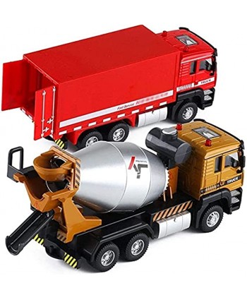 RENFEIYUAN Toy car,Sound and Light Pull Back Excavator Toy Car Alloy Dump Truck Container Truck Model Boxed Container Toy Car Gift Red Simulation Engineering Truck Mixer Toy excavators Toys