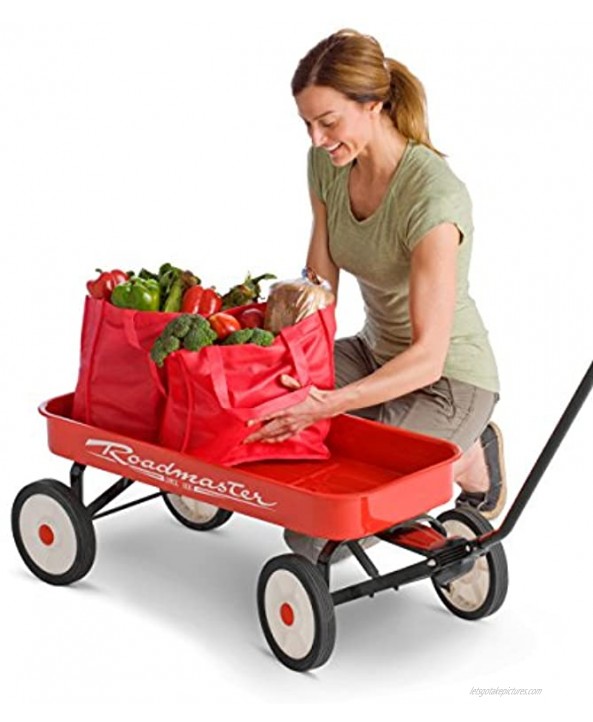 Roadmaster Kids and Toddler Classic 34-Inch Steel Pull Wagon 8-inch Wheels Red Black
