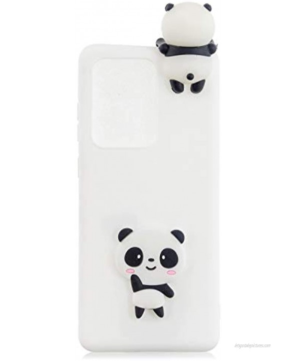 TPU Case for Galaxy Note 20 Ultra,Soft Rubber Cover for Galaxy Note 20 Ultra,Herzzer Ultra Slim Stylish 3D White Panda Series Design Scratch Resistant Shock Absorbing Flexible Silicone Back Case