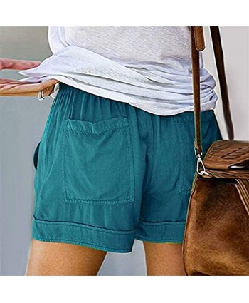 Women's Casual Elastic Waist Shorts Summer Solid Color Lounge Comfy Short Pants Lightweight Drawstring Beach Shorts Green,7X-Large