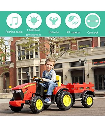 ZLH 12V Ride on Tractor with Trailer Battery Powered Electric Agricultural Vehicle ​Toy Car Ground Loader with 2 Speeds Detachable Wagon MP3 Playe,Green