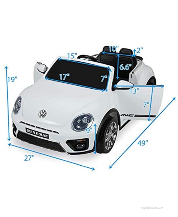 12V Licensed Beetle Children’s Ride-on Car Battery Powered RC White