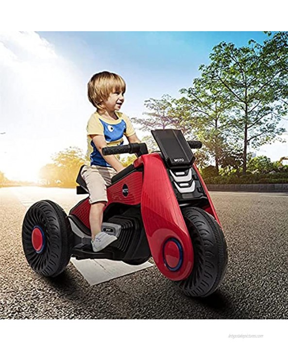 Children's Electric Motorcycle 3 Wheels Double Drive Kids Dirt Bike with Music Player for Meadow Rubber Track Oil Cypress Road Stone Road Red