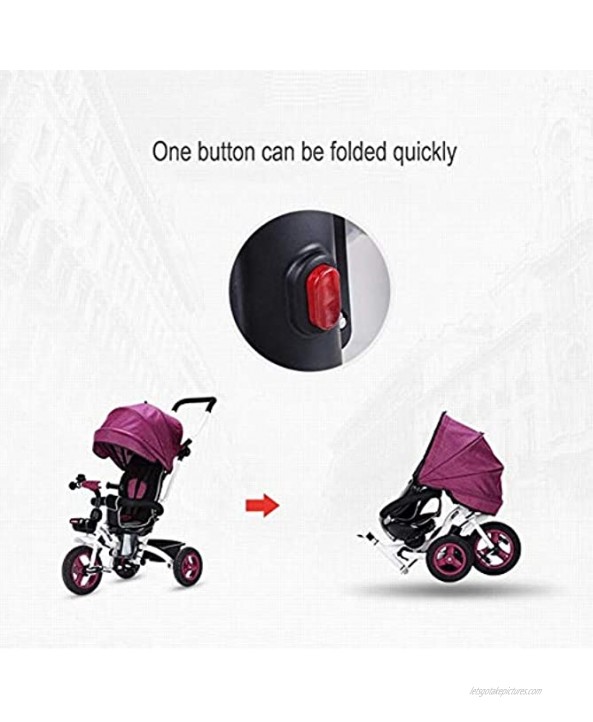 Children's Tricycle Foldable 4 in 1 Push Rod Can Adjusted Disassembled Extended Awning Comfortable Seat Stylish Practical 6 Months 5 Years Old