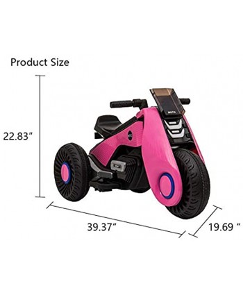 Electric Tricycle for Kids 3 Wheels Double Drive Motorcycle Ride On Die-Cast Toy Car for 3-9 Boys and Girls with Music Player Pink