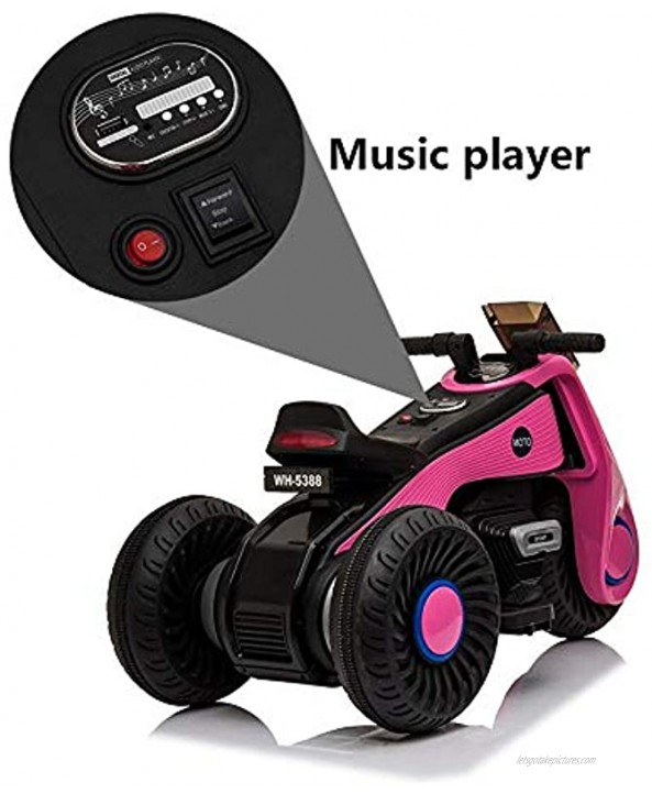Electric Tricycle for Kids 3 Wheels Double Drive Motorcycle Ride On Die-Cast Toy Car for 3-9 Boys and Girls with Music Player Pink