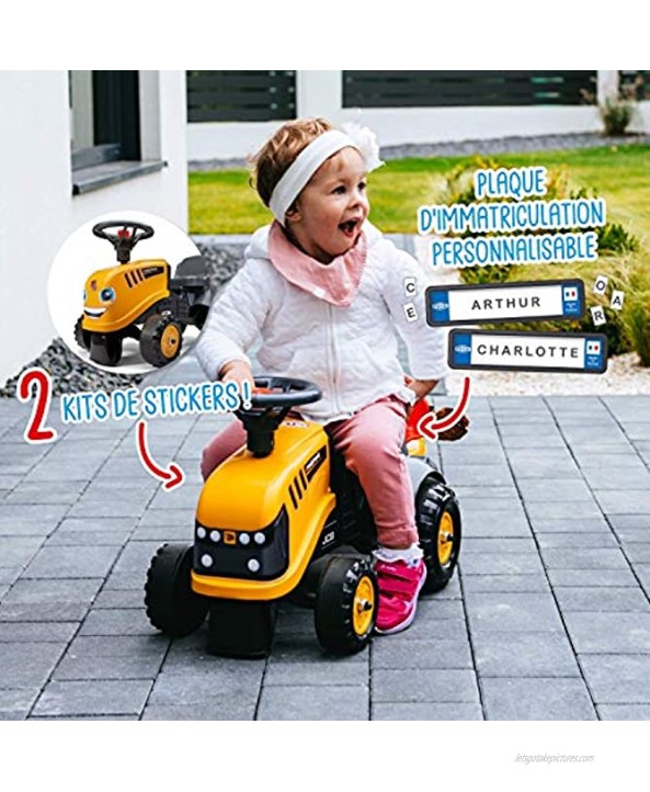 FalkJCB Tractor with Trailer Rake and Shovel Ride-on & Push-Along for Toddlers +1.5 Years FA215C