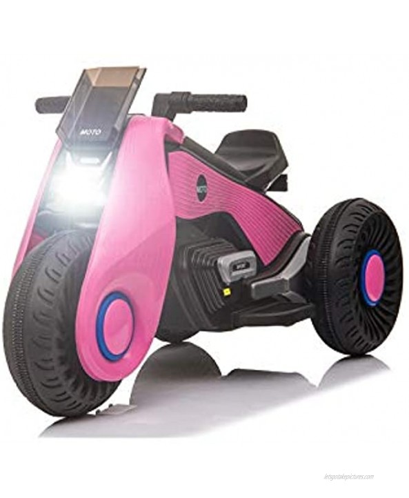 Kids Ride on Motorcycle 6V Battery Powered Electric Motorcycle w Working Headlights 3 Safety Wheels Music Battery Charger Double Drive Children's Toy Motorbike Pink