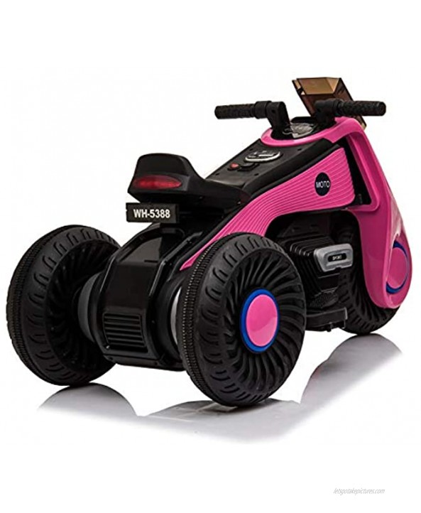 Kids Ride on Motorcycle 6V Battery Powered Electric Motorcycle w Working Headlights 3 Safety Wheels Music Battery Charger Double Drive Children's Toy Motorbike Pink