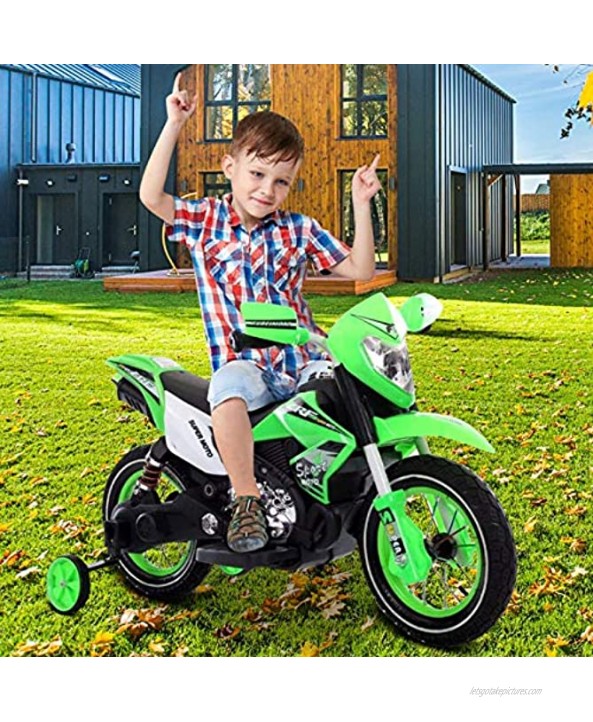 Kids Ride On Motorcycle 6V Battery Powered Toy Electric 4 Wheel Sporty Bicyle w Spring Suspension,Lights and Music,Outdoor Sports Entertainment,Best Gifts for Little Boys Girls
