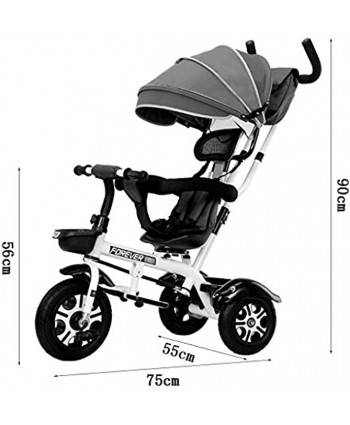 Moolo Children Tricycles Trike Baby Two-Way cart 3 in 1Rotation rotatable Oversized Sun Awning Comfortable Adjustable backrest Suitable Shopping Travel 1-6 Years Old