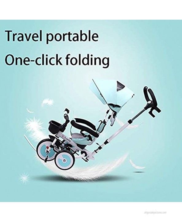 Moolo Children's Tricycle,1-6 Years Old Folding Bicycle Hand Baby Stroller 3-Wheeled Rider Pushable Canopy Portable First Ride