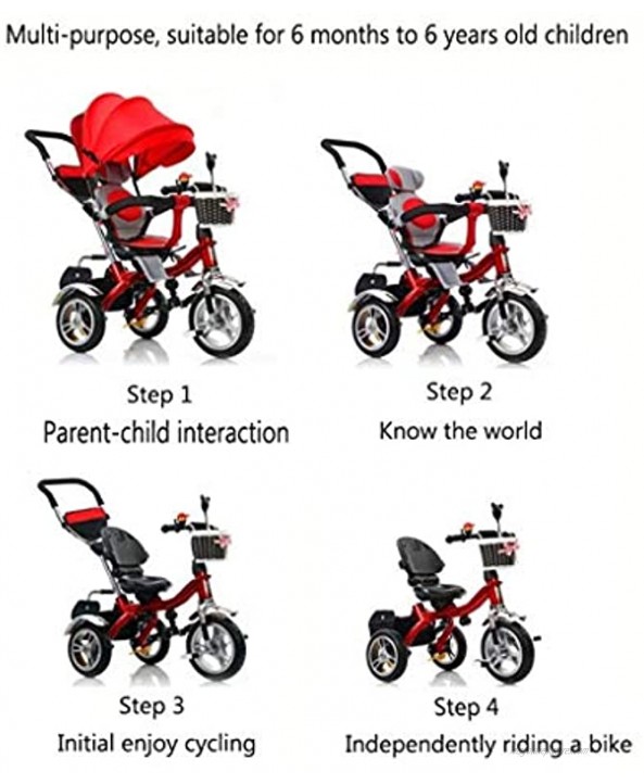 Moolo Kids Trikes Toddlers,with Parent Handle 4 in 1 Tricycle Smart Seat Belts Baby Stroller Pushchair