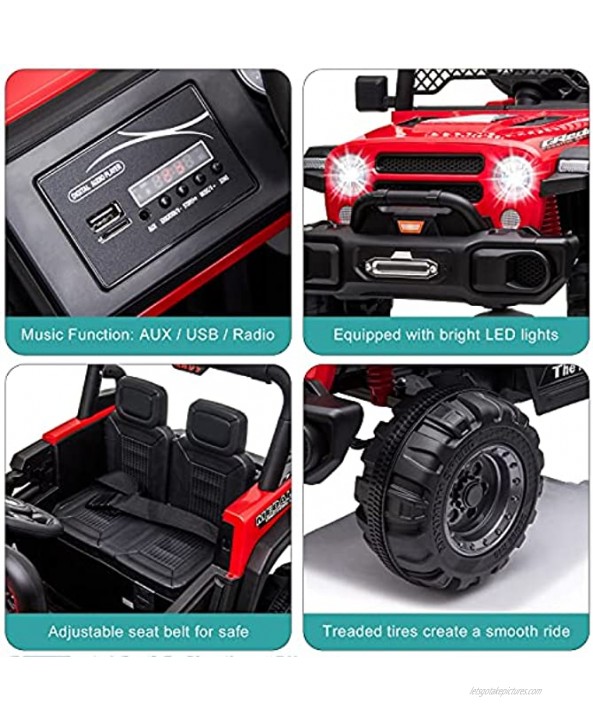 SUSIELADY Kids Ride On Off-Road Vehicle Dual Drive Ride On Car with 2.4G Remote Control Red