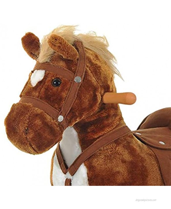 UP6Per Riding Toys 24 inch Brown Horse Ride-On Toys Kids Interactive Plush Mechanical Walking Ride On Horse Toy with Wheels Ride on Horse