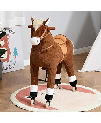 UP6Per Riding Toys Horse Riding Toy Ride-on Walking Rolling Kids Horse with Easy Rolling Wheels Soft Huggable Body 35.5 inch Large Size for Kids 5-12 Years Ride on Horse